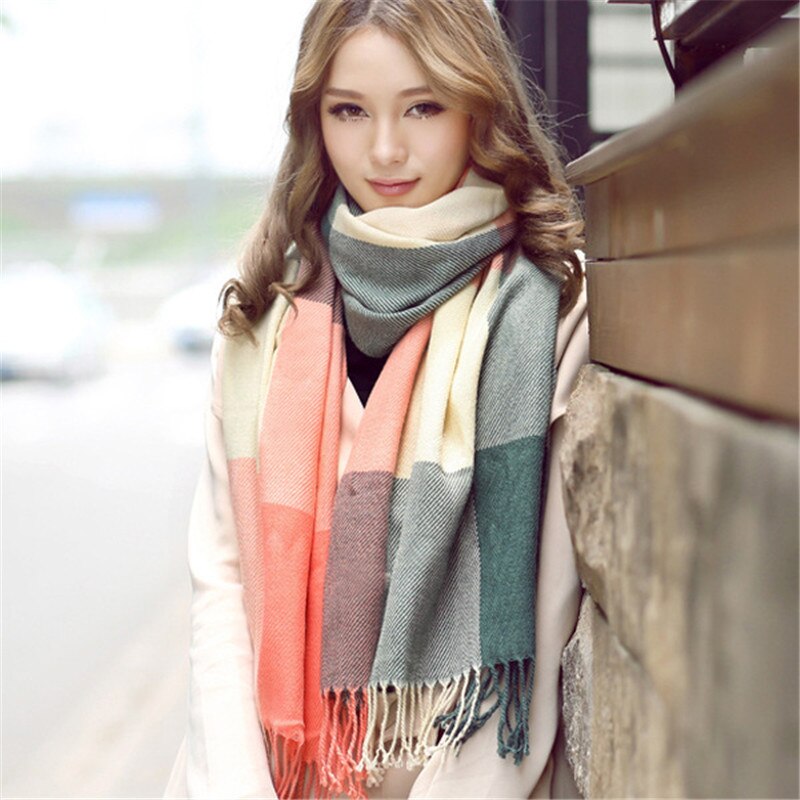 Plaid Winter Scarf Women neck head Scarves Casual Scarfs Cashmere ladies shawls and wraps Bufandas Hombre: 3