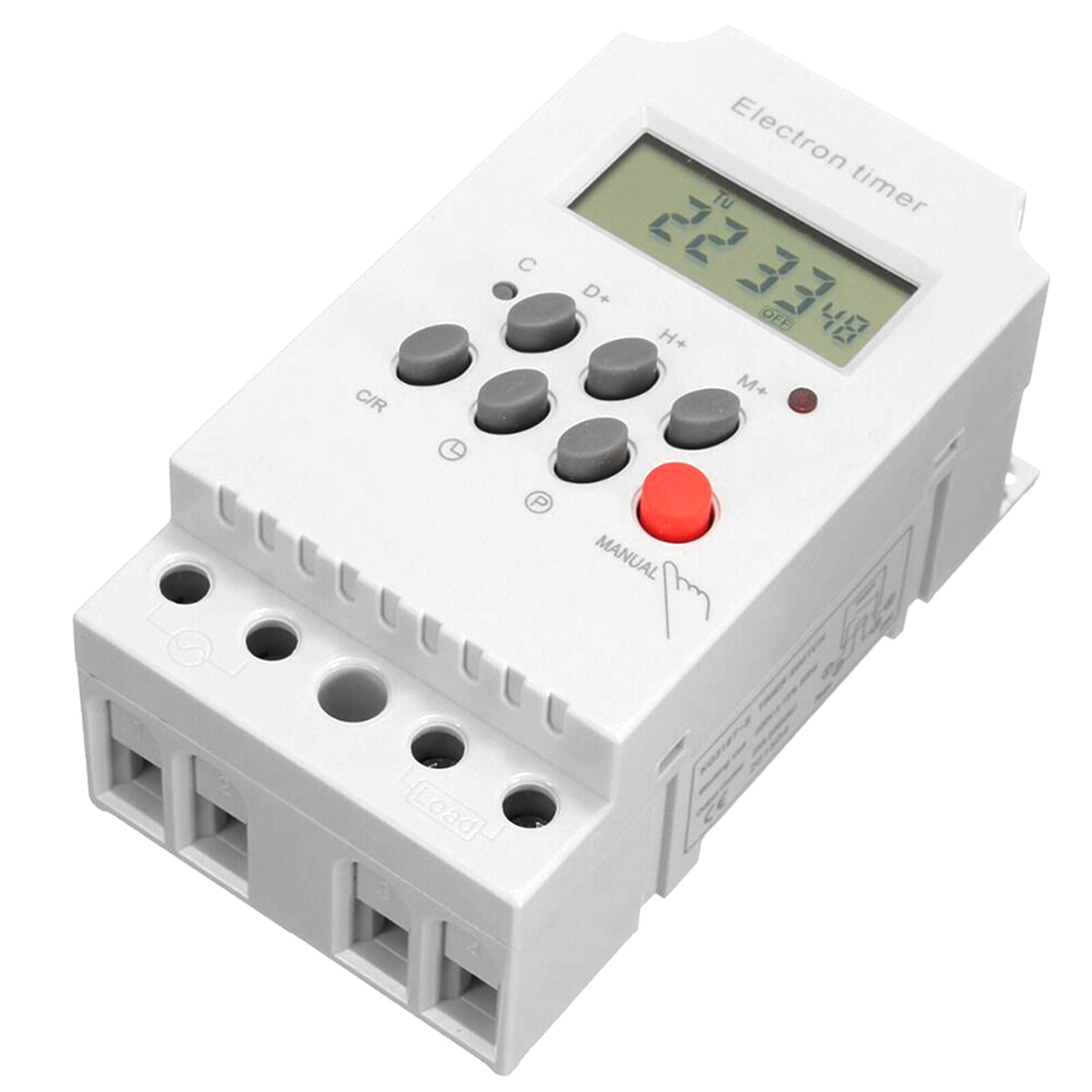 AC 220V 25A Digital Programmable Timer Din Rail Electronic Timer Time Switch Controller with LCD Display Clock Easy-to-use