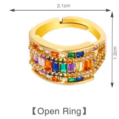 Stijl Glamour Kleur Ring Open Zirkoon Ring Breed Gezicht Gold Micro Ingelegd Prachtige Ms Sieraden