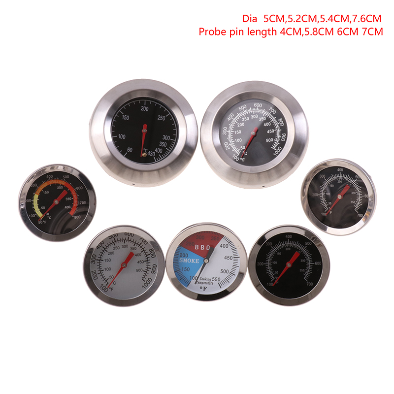 Thermomètre en acier inoxydable pour barbecue, jauge de température 50-800 degrés Fahrenheit 10-400/50-350/50-500 degrés Celsius