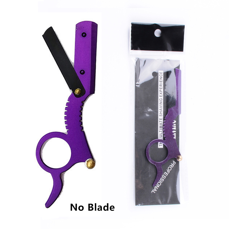 Maquinilla de afeitar de barbero de borde recto, herramienta de afeitado de cejas y barba, maquinilla de afeitar de depilación Manual, cuchillas de recorte reemplazables