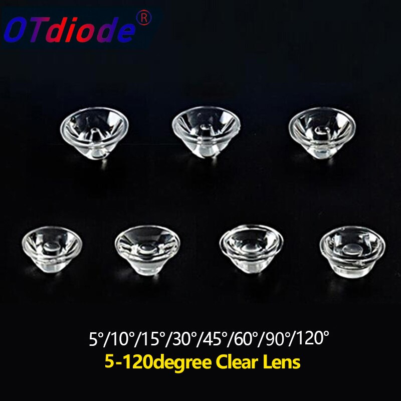 Lentille LED 20mm 1W 3W 5W optique PMMA plat Transparent lentilles claires 5 10 15 30 45 60 90 120 degrés pour 1 3 5 watts LED haute puissance