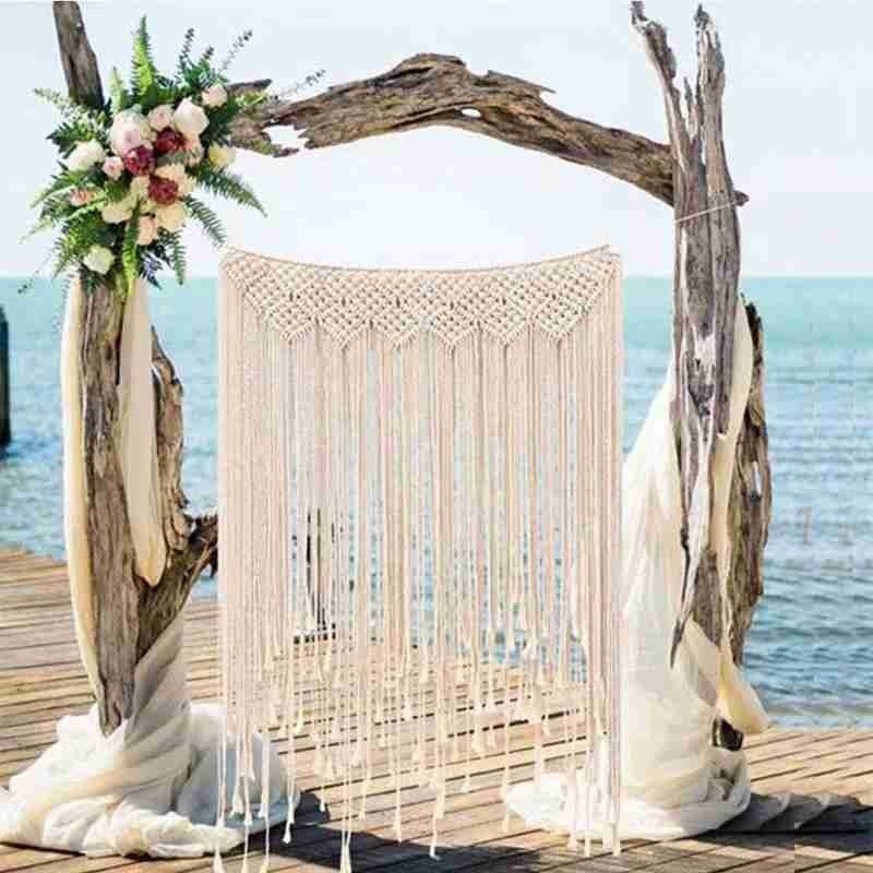 Hand-woven Tapestry Boho Wedding Decoration Backdrop Wall Backdrop Photo Cotton Hanging 100*115cm Rope Booth H4W6
