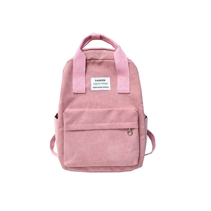 Corduroy Canvas Rugzak Voor Vrouwen College School Bagpack Harajuku Mode Reizen Schouder Boek Tassen Voor Tienermeisjes: PINK