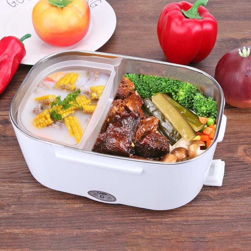 2 in 1 Draagbare Roestvrijstalen Voering ABS Shell Elektrische Verwarming Lunchbox Voedsel Heater Container Keuken Servies