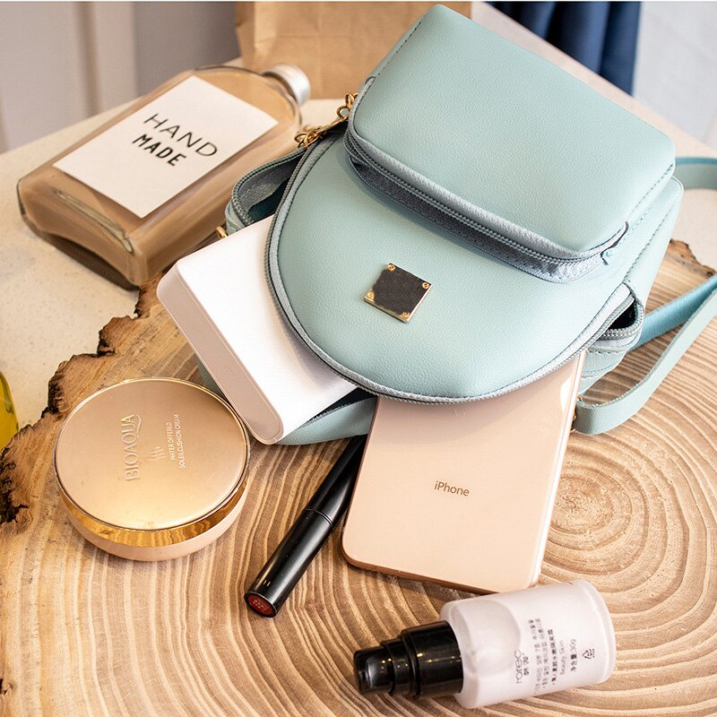 NIGEDU mini sac à bandoulière pour femmes dames sacs à main cuir PU bonbons couleurs forme populaire filles sac à bandoulière sac à dos noir