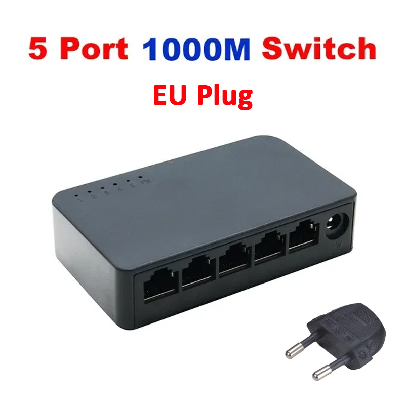 Switch Gigabit KuWFi a 5 porte Switch Ethernet veloce da 1000 Mbps Switch hub Ethernet porta LAN WAN per telecamera IP per monitor domestico: Default Title