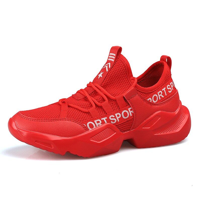 Lette åndbare sneakers mænd alle røde sorte hvide mesh sko mænd mænd fritidssko herresko