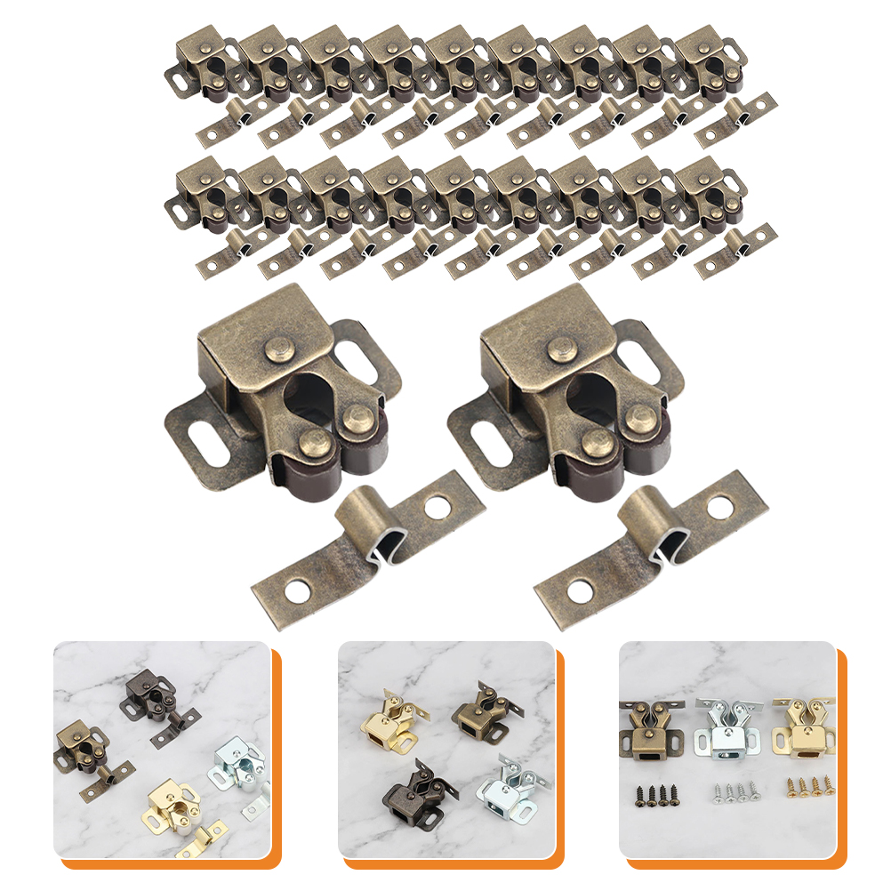 20 Pcs Cold Rolled Steel Double Roller Latch Door Catch Cabinet Closures Rv Cabinet Latches Hardware Storage Locker Wardrobe: Other