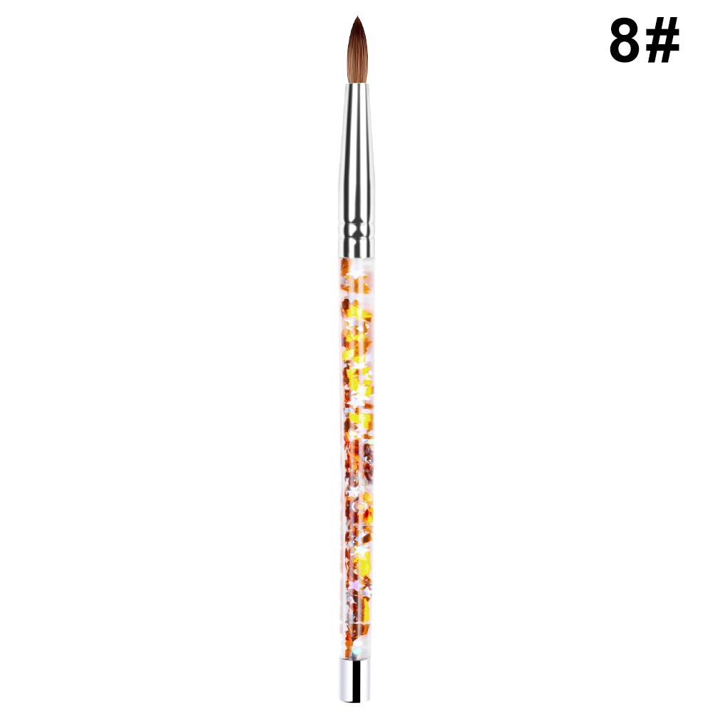 1pc akryl neglebørste nr. .8/10/12/14 uv gel pen børste med glitter håndtag til manicure pedicure anvendelse digital maleri: Størrelse 8