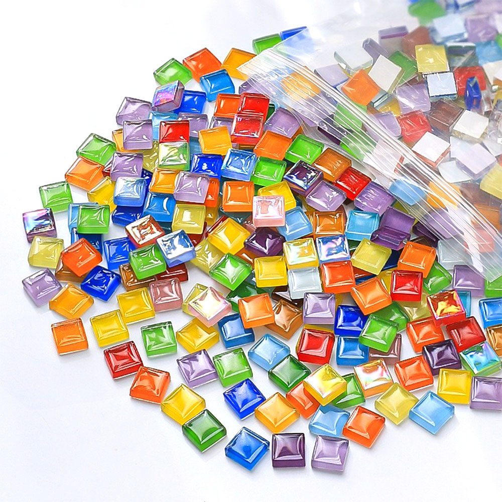 50PCS Mixed Color Glitter Glass Mosaic Grain Tiles Crafts For Stepping Stones Puzzle Garden Decor Hand Mosaics Flowerpots Making