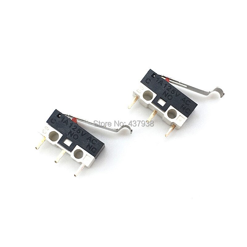 10pcs Limit Switch Push Button Switch 1A 125V AC Mouse Switch 3Pins Micro Switch With Curved Handle