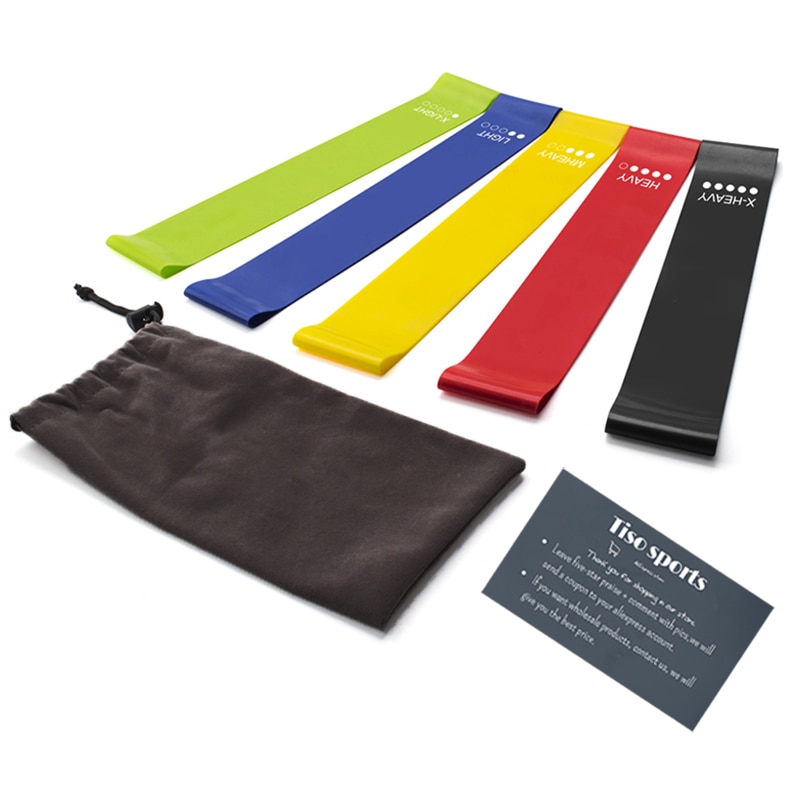 Faixas de resistência de yoga definir 5 níveis elástico loop exercício banda para casa ginásio fitness treinamento de força fisioterapia treino