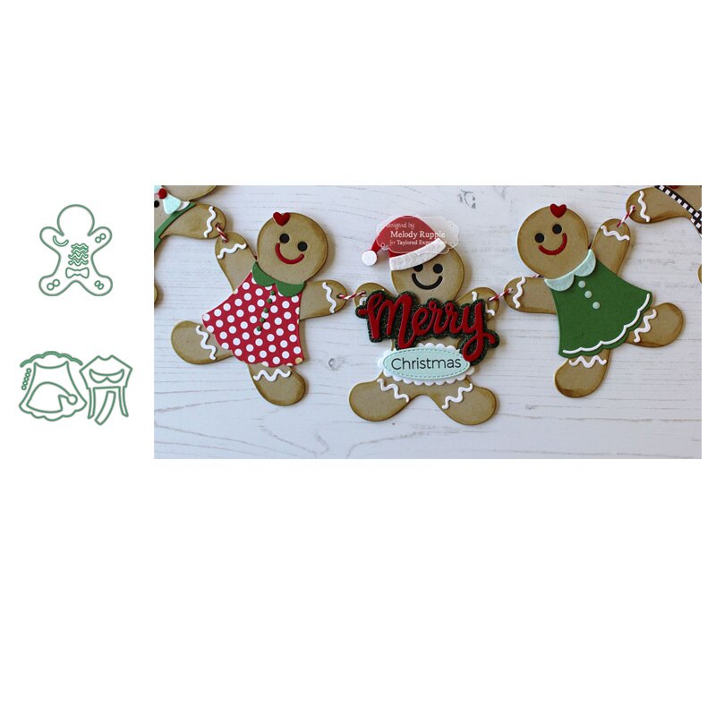 Gingerbread man boy & Girl Christmas Metal Cutting Die Stencils for DIY album Decorative Embossing Paper Cards