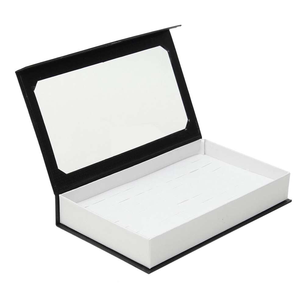 Rechteck Schmuck Display Tray Halter 72 Löcher Ringe Lagerung Fall Box: WHITE