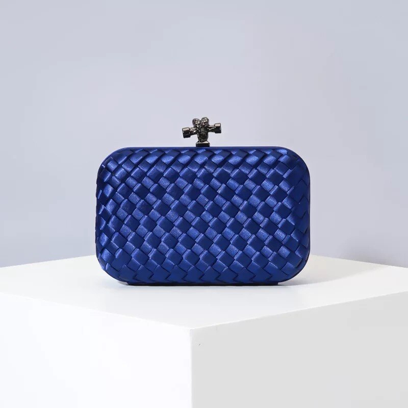 Bolsa de maquillaje de seda europea y americana tejida a mano para mujer, bolsa de maquillaje de mano para mujer, a través de la sencilla bolsa de maquillaje para Cena: S4