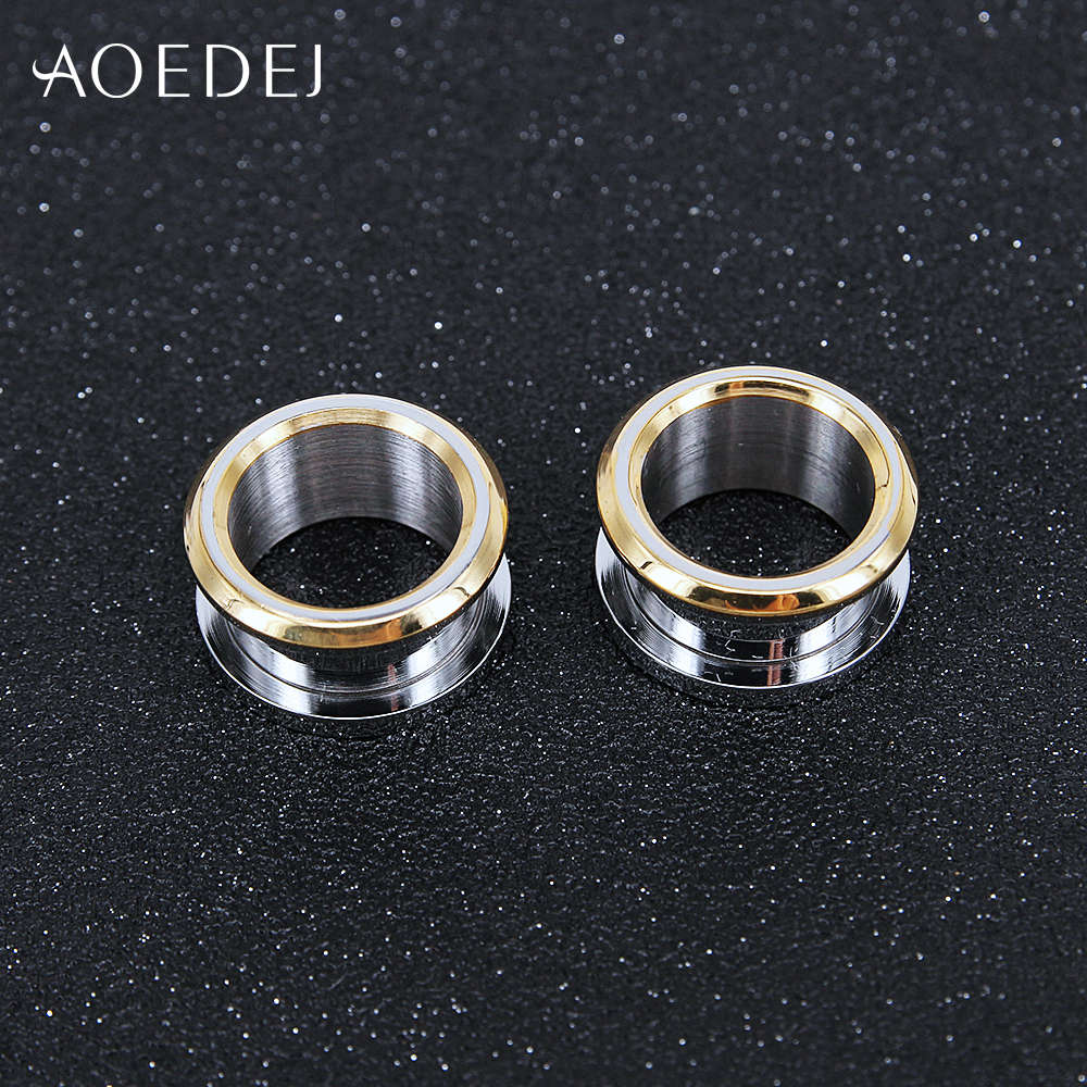 AOEDEJ 6-16mm Ear Plugs Tunnels Gold Stainless Steel Piercing Plug 16mm Metal Oor Expander Piercing Stretchers Oren Piercing Ear