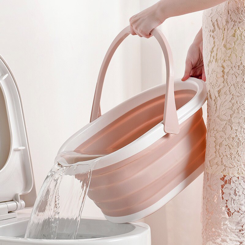 Foldable Mop Bucket Collapsible Portable Wash Basin Dishpan With Handle CY