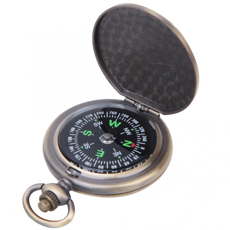 Mini lomme kompas vintage bærbar zink legering lommeur kompas udendørs navigationsværktøj multifunktionelt camping vandreværktøj