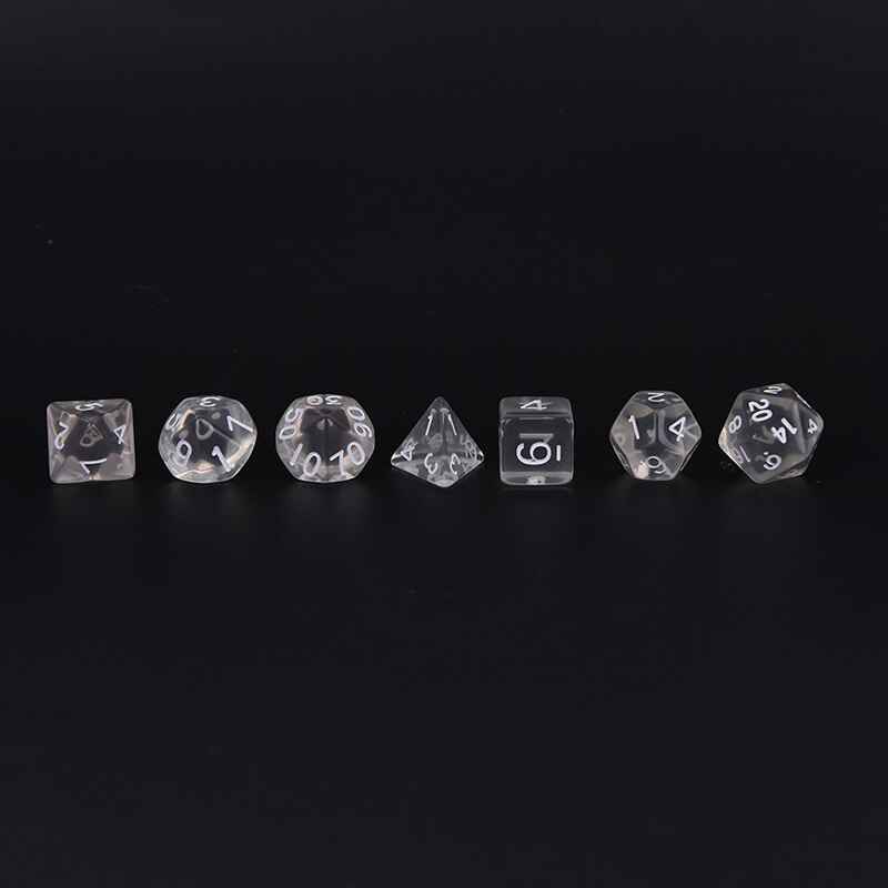 7 teile/los Weiß Polyhedral Transparent Würfel Multi-seite Mit Tuch Tasche Für Gaming