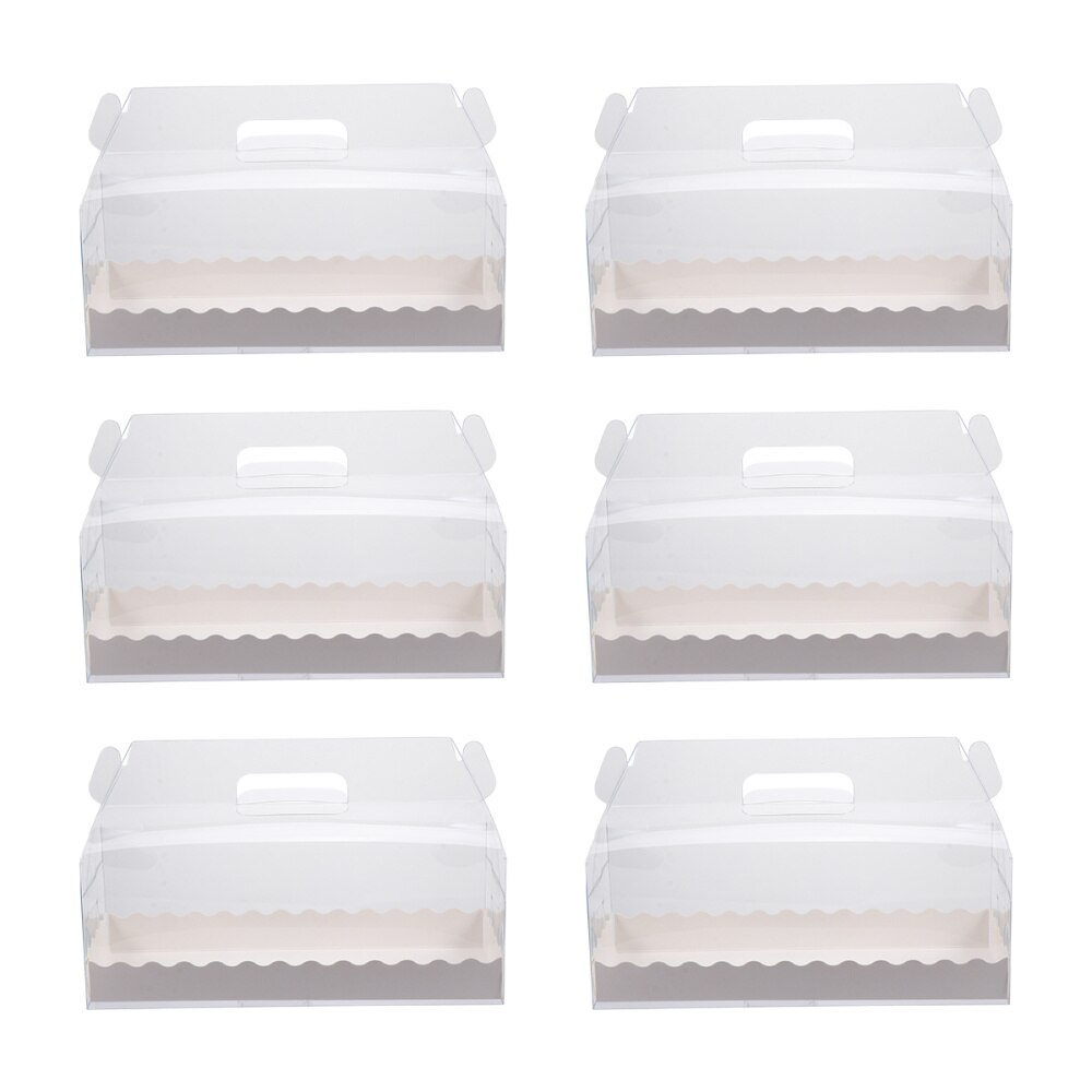 6Pcs Cake Box Transparent Dessert Box Paper Cake Container Cake Wrapping Box: White