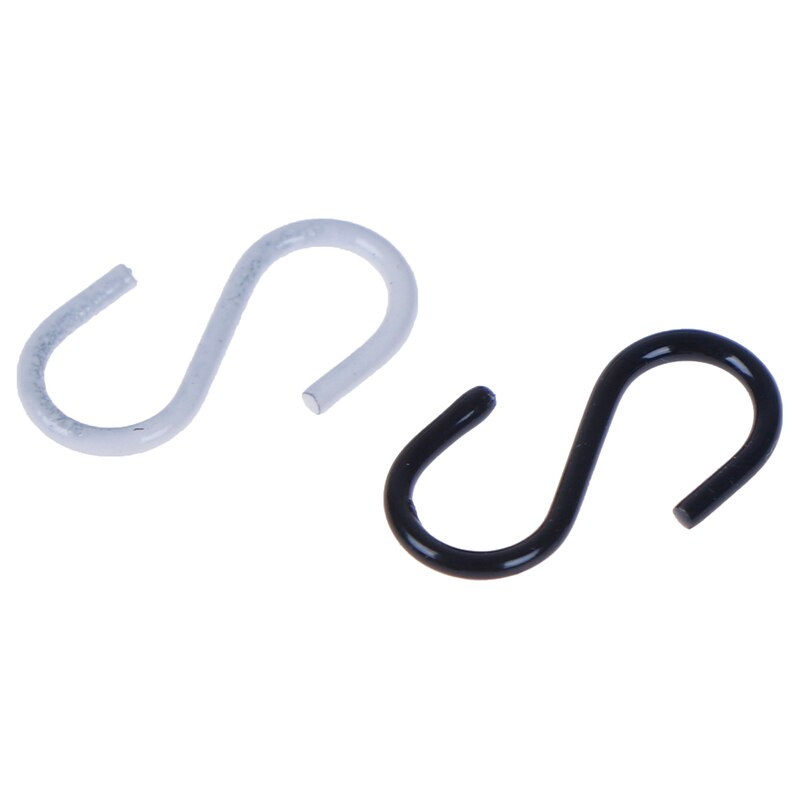 10Pcs 1:12 Miniature Doll House S Hook Mini Doll Accessories Black White Metal Hook Connectors