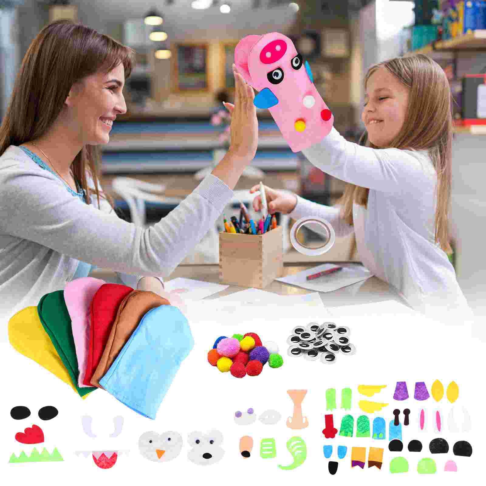 1 Set Kids Felt Craft Set Hand Puppet Making Kit DIY Art Craft Supplies