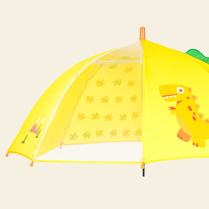 YADA-paraguas semiautomático para niños, sombrilla plegable transparente con patrón de dinosaurio encantador, para lluvia, ,
