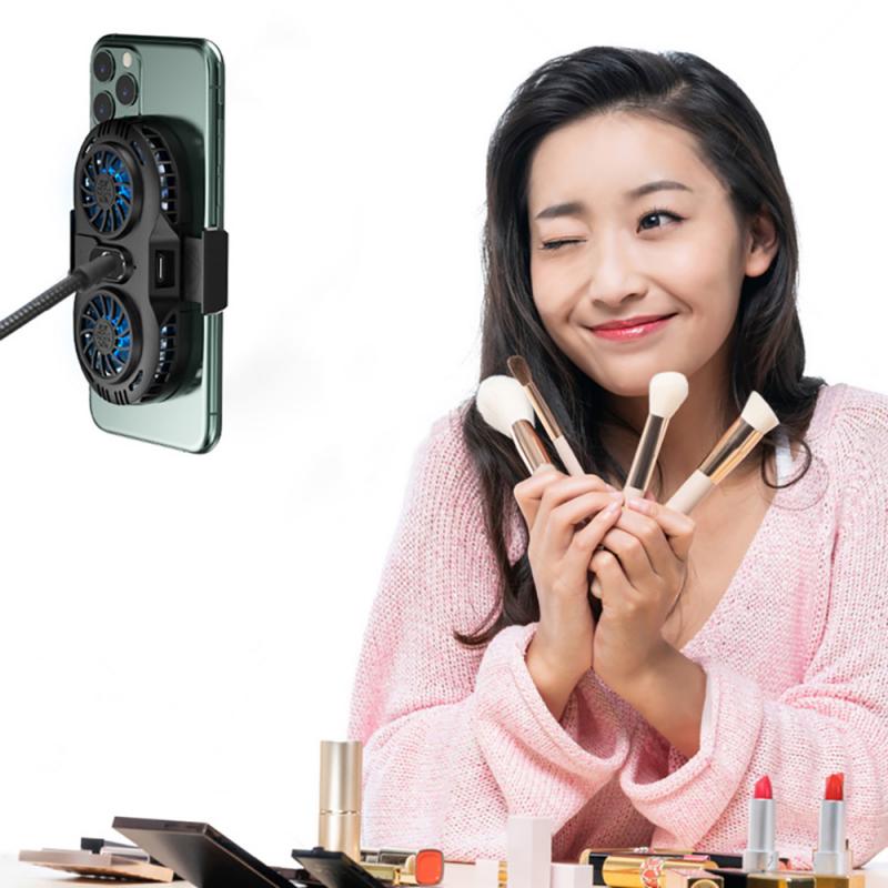 Semiconductor Mobile Phone Radiator 2 Fan Holder Cooling Pad Mobile Phone Cooler Controller Heat Sink Mute Mobile Phone Radiator