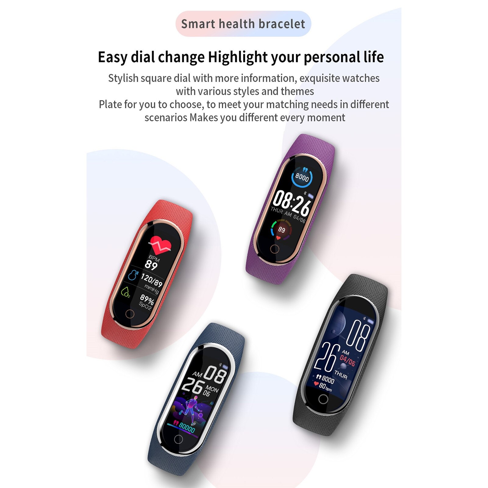 M8 slimme horloges voor dames, fitnessarmband,  ip68 slimme horloges voor heren, hartslagmeter met bloeddruk-activiteitsarmband