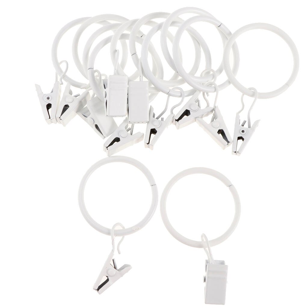 12 Stuks Plated Metalen Gordijnen Gordijn Ringen Met Clips, 25Mm/32Mm Dia: White Porcelain 25mm
