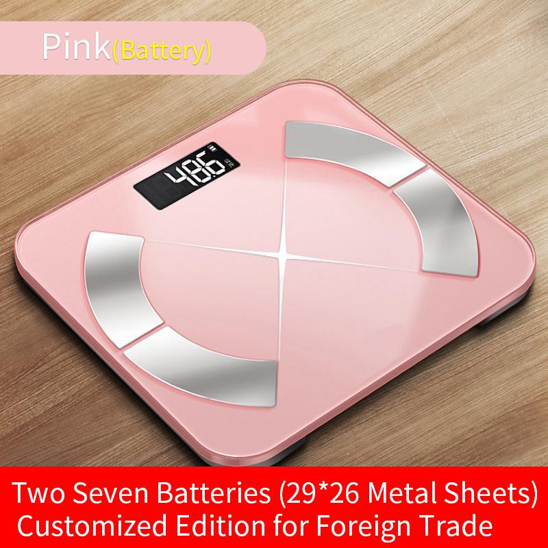Bluetooth scales floor Body Weight Bathroom Scale Smart Backlit Display Scale Body Weight Body Fat Water Muscle Mass: Pink
