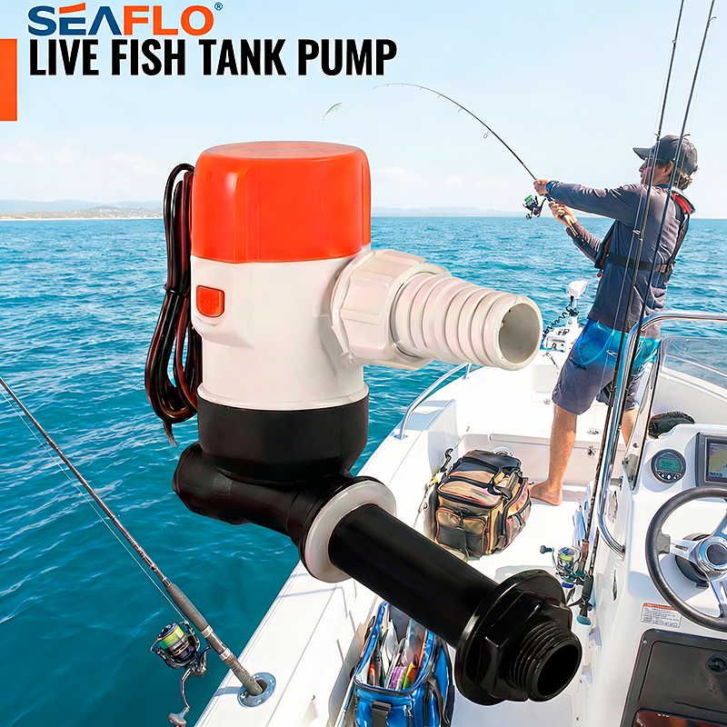 ​ SEAFLO 12V Aerator Live Bait Well Pump, Submersible Marine Cartridge Bilge Pump for Boat, Yacht, Saltwater & Freshwate