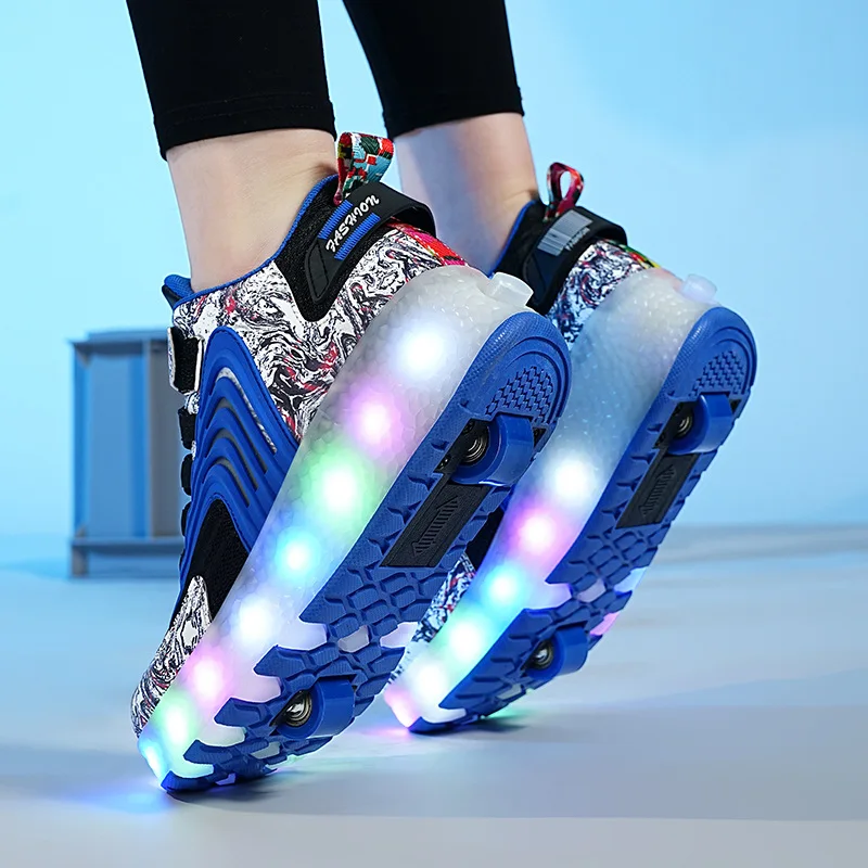 Verstellbare Quad-Rollschuhschuhe für Mädchen Ich bin ändern von 6–12 Jahren, Doppelrad, Allrad-Inline-Rollschuhe, hoher ästhetischer Wert mit Rädern