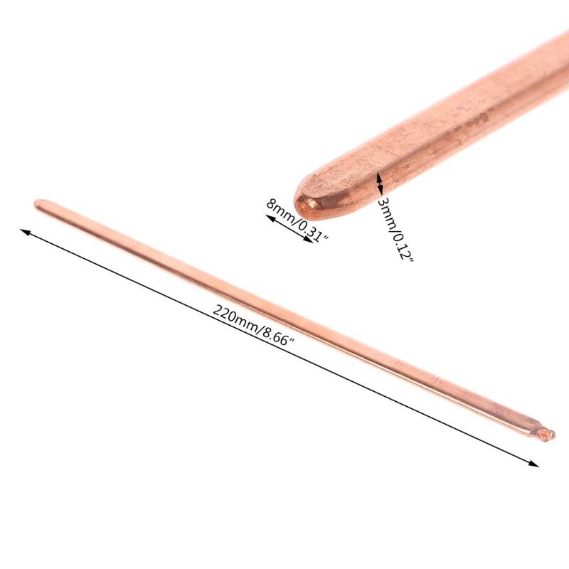 150mm/200mm/250mm/300mm Pure Copper Tube Tubing For Computer Laptop Cooling Notebook Heat Pipe Flat or Round: 220x8x3mm