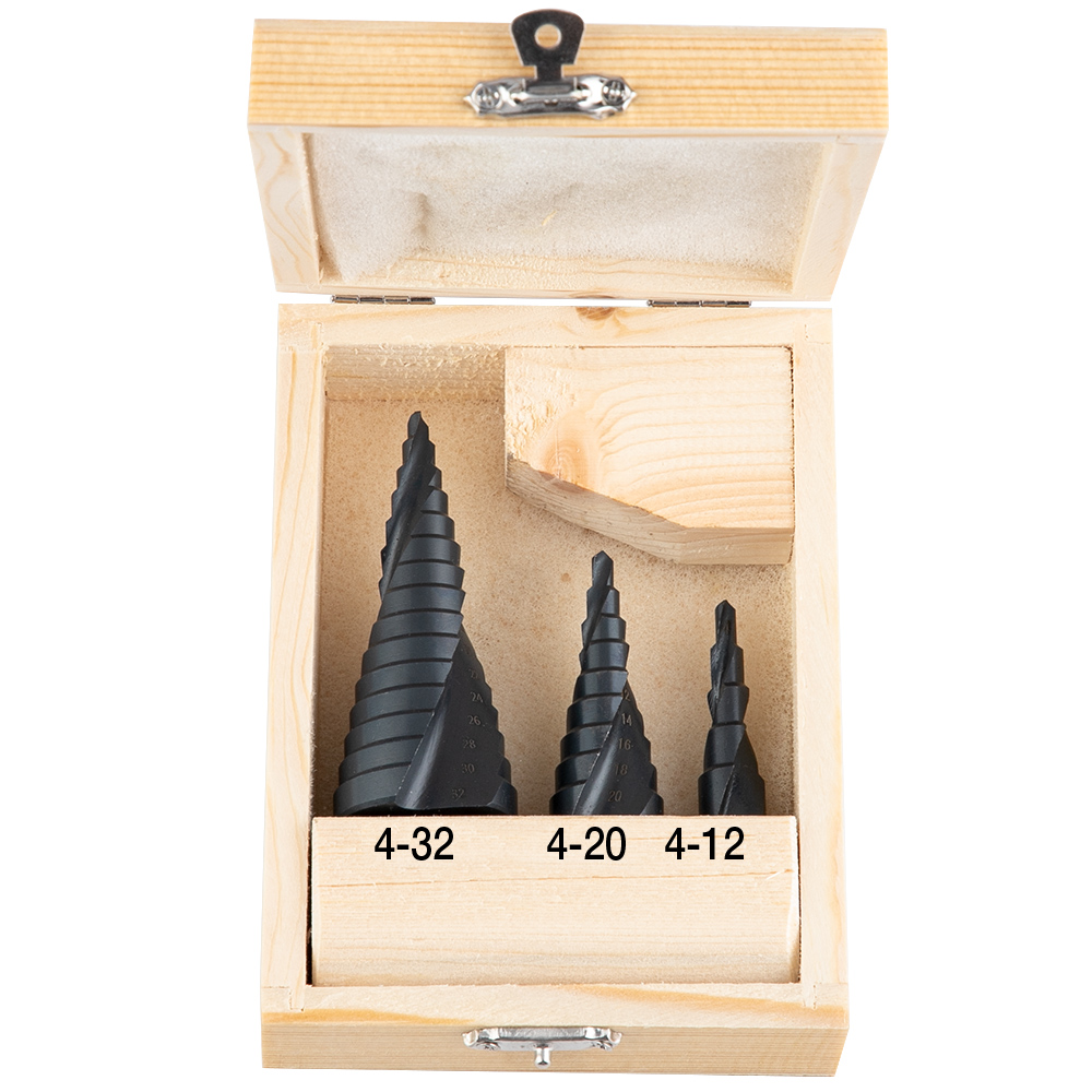 4-12/20/32mm Step Drill Bit Hss Cobalt Step Stepped Nitrogen Spiral Step Cone Metal Cutter Metal Cone Triangle Shank Hole Drill