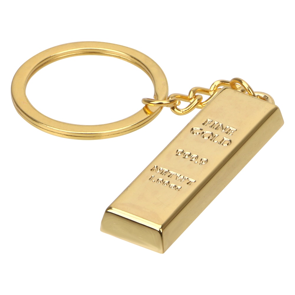 Gold Bar Keychain Car Keyring Key Chain Bullion Key Rings Auto Pendant Auto Accessories Metal Key Holder