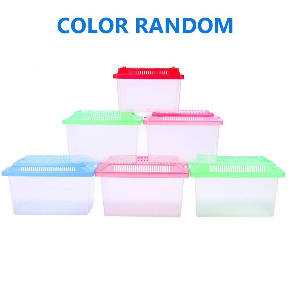 1PC Portable Cage Bowls Feeding Goldfish Turtle Tank Hamster Transparent Box Fish Aquatic Plastic Pet Supplies Aquariums