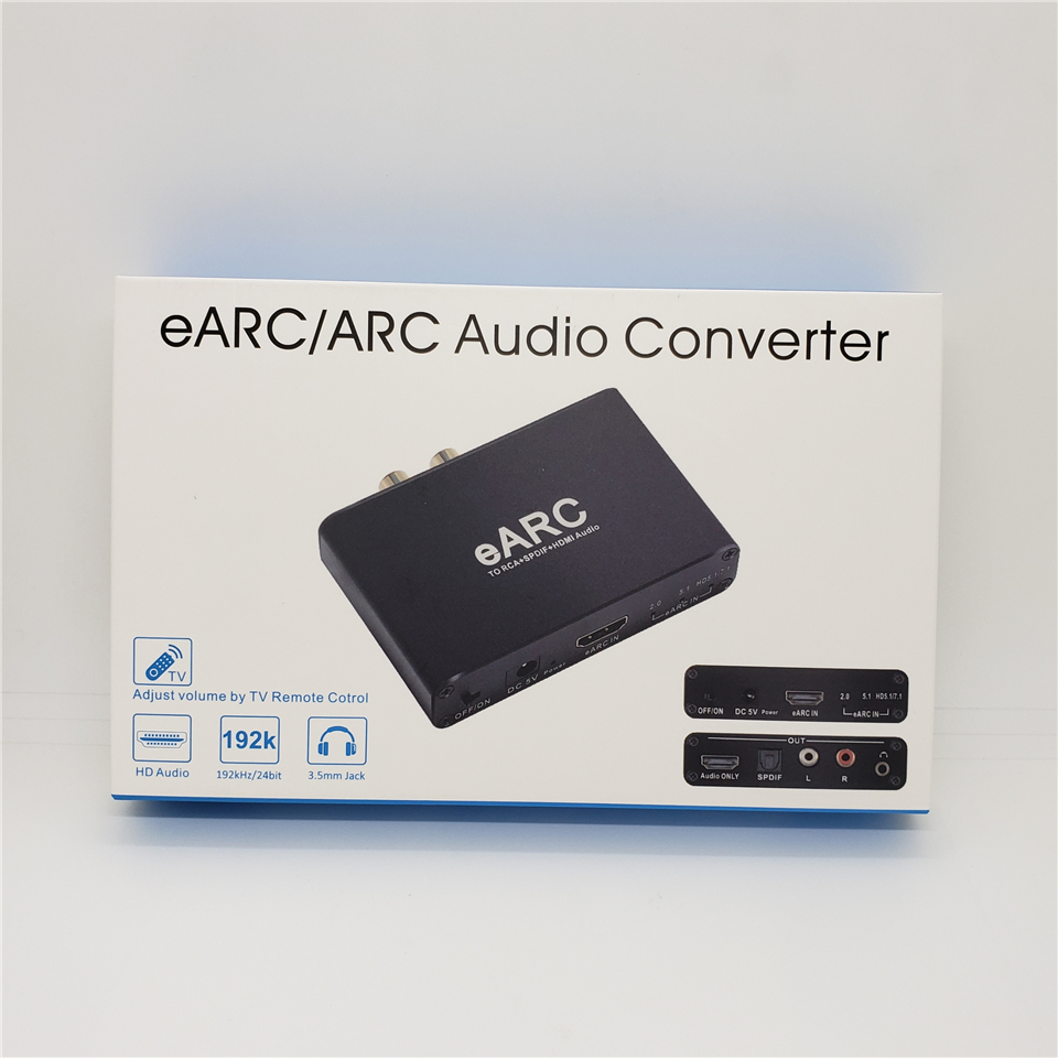 Estrattore Audio HDMI eARC arco 192Khz Convertitore Audio eARC a RCA Adattatore digitale-analogico per fibra DTS Dolby atomi AC3 LPCM