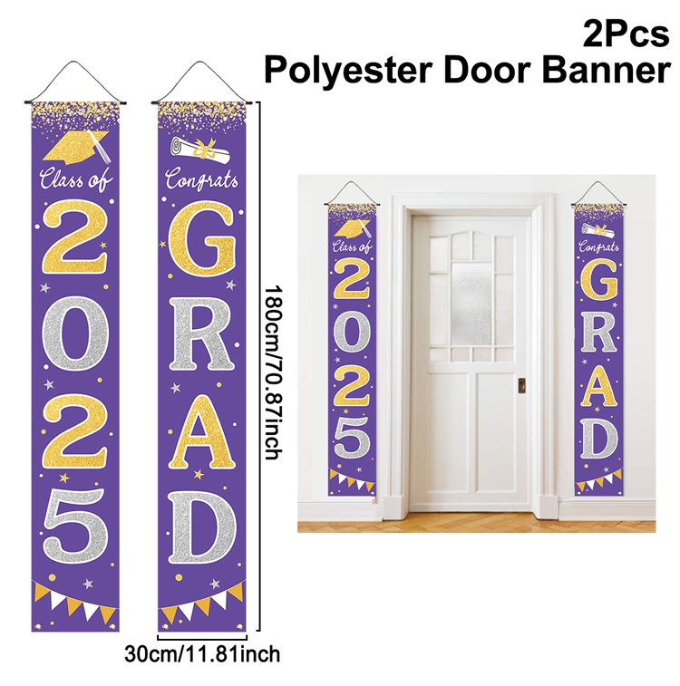 1pair Graduation Porch Sign Banner Large Congrats Grad Party Supplies Class of Decor Door Banner For Graduation Party: Burgundy