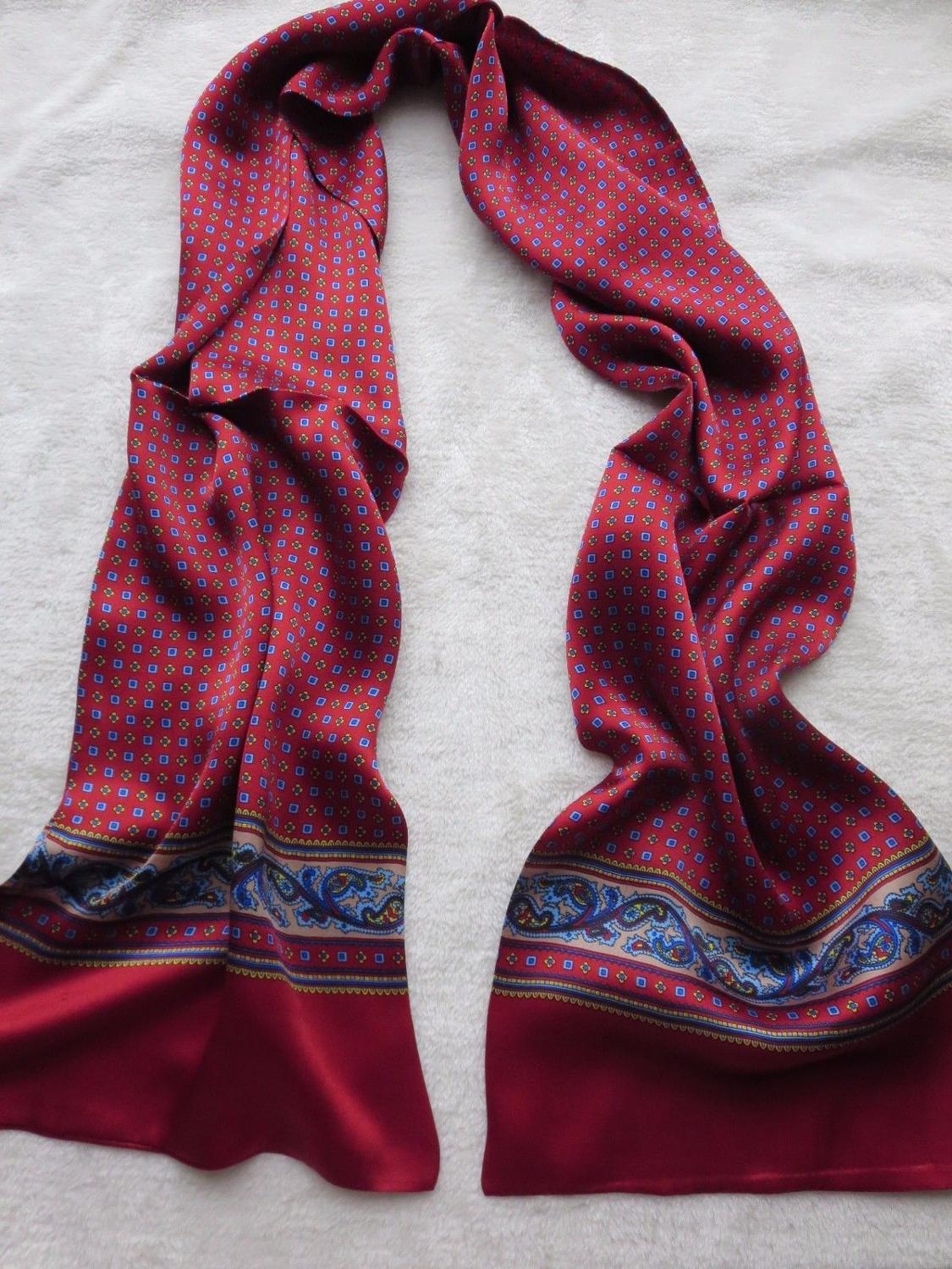 Mænd& #39 ; s 100%  mulberry silketørklæde dobbelt lag langt halstørklæde kontor business cravat blå sort rød