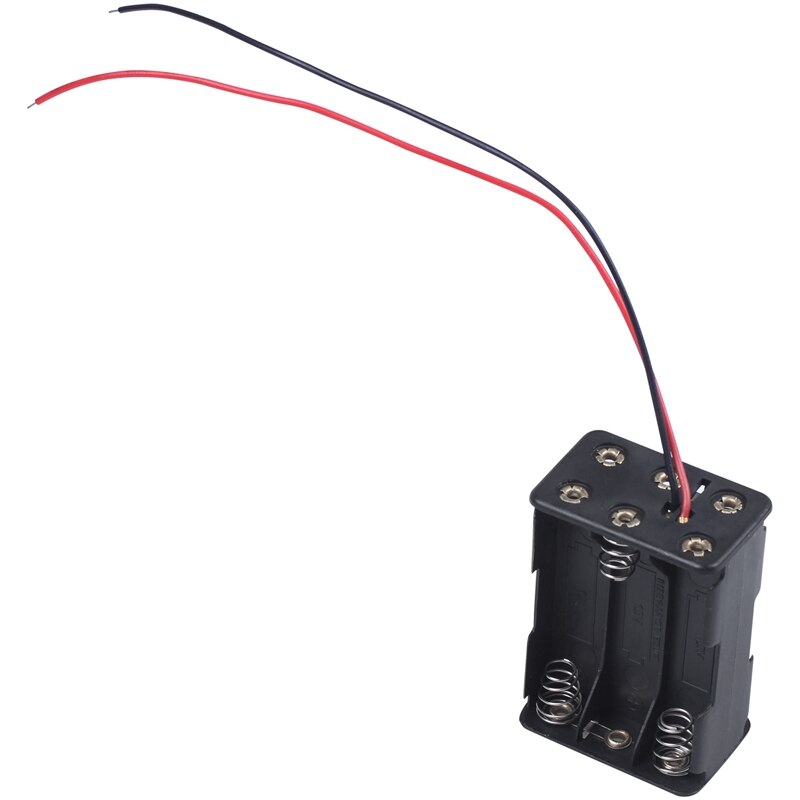 4 Stuks Wired 6X1.5V Aaa Batterij Houder Plastic Case Opbergdoos Zwart: Default Title