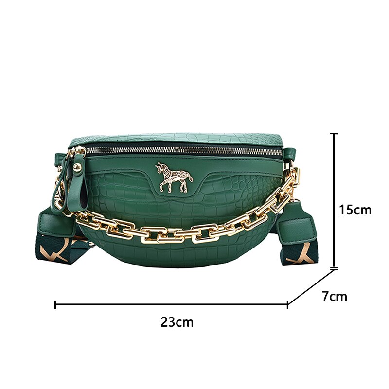 Bolso pequeño de piel sintética para mujer, bolsa de pecho a la , con cadena y cinturón de viaje,