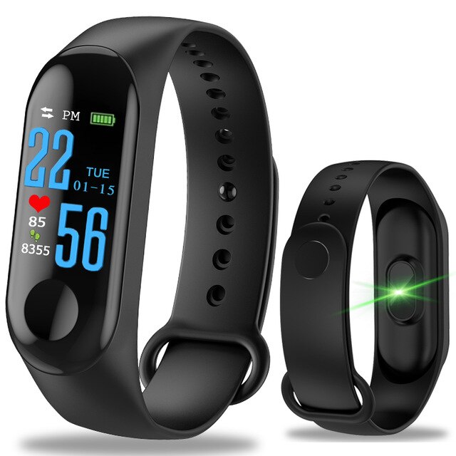 K' kleurenscherm smartwatch sport fitness armband  ip68 waterdichte bloeddruk zuurstof activiteitstracker voor mannen vrouwen horloges: Zwart