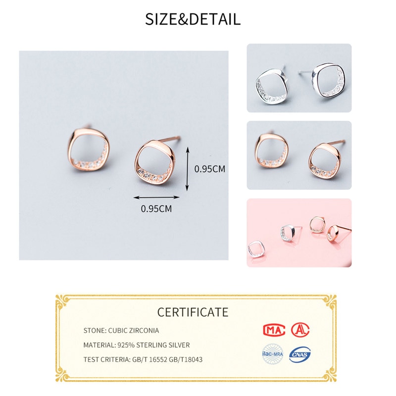 INZATT Classic Zircon Stud Earrings Rose Gold Color For Women Anniversary FINE Jewelry 925 Sterling Silver Accessories