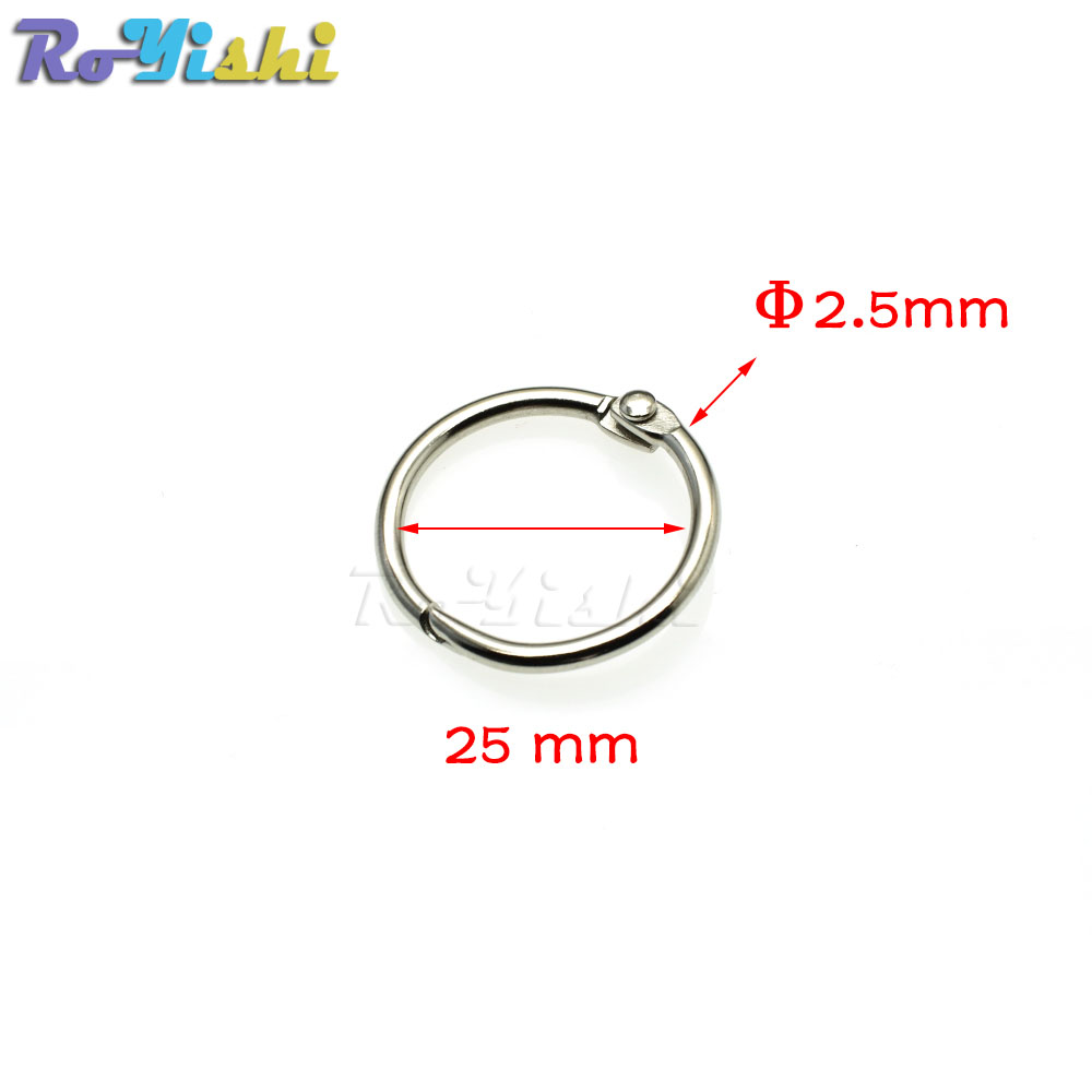 Losbladige Boek Bindmiddel Scharnier Snap O Ring Vergrendeling Sleutelhanger Metalen Ambachtelijke Onderdelen: 5pcs / Inner Dia 25mm