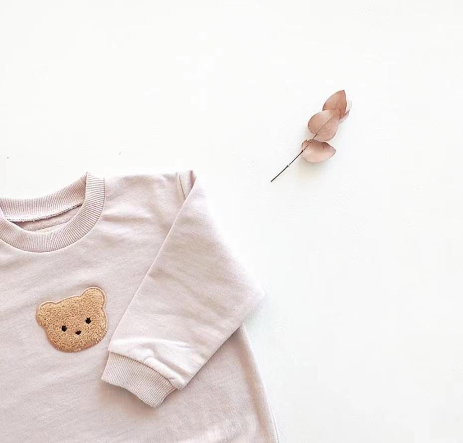 Baby Kleding Herfst Baby Jongens Hoodies Peuter T-shirt Beer Borduren Lange Mouw Meisjes Tops Baby Outfit: light pink / 9M 73CM