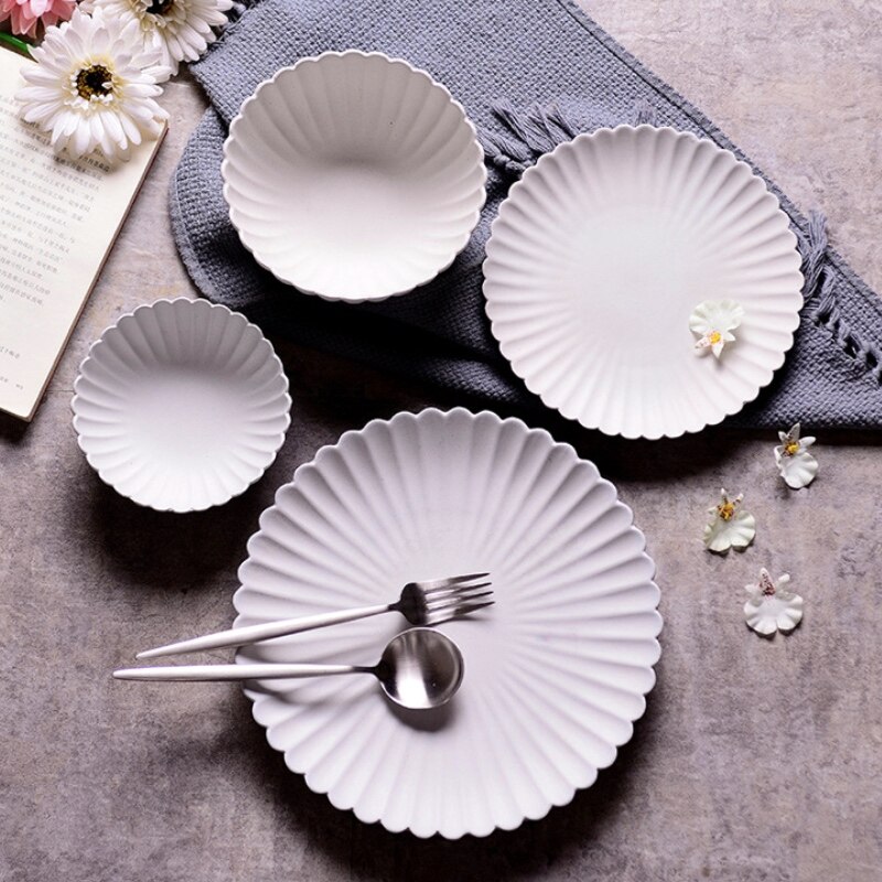 Dinner Plate Set Ceramic Kitchen Plate Breakfast Tableware Set Food Dishes Desert Rice Nut Salad Noodles Bowl Soup Kitchen