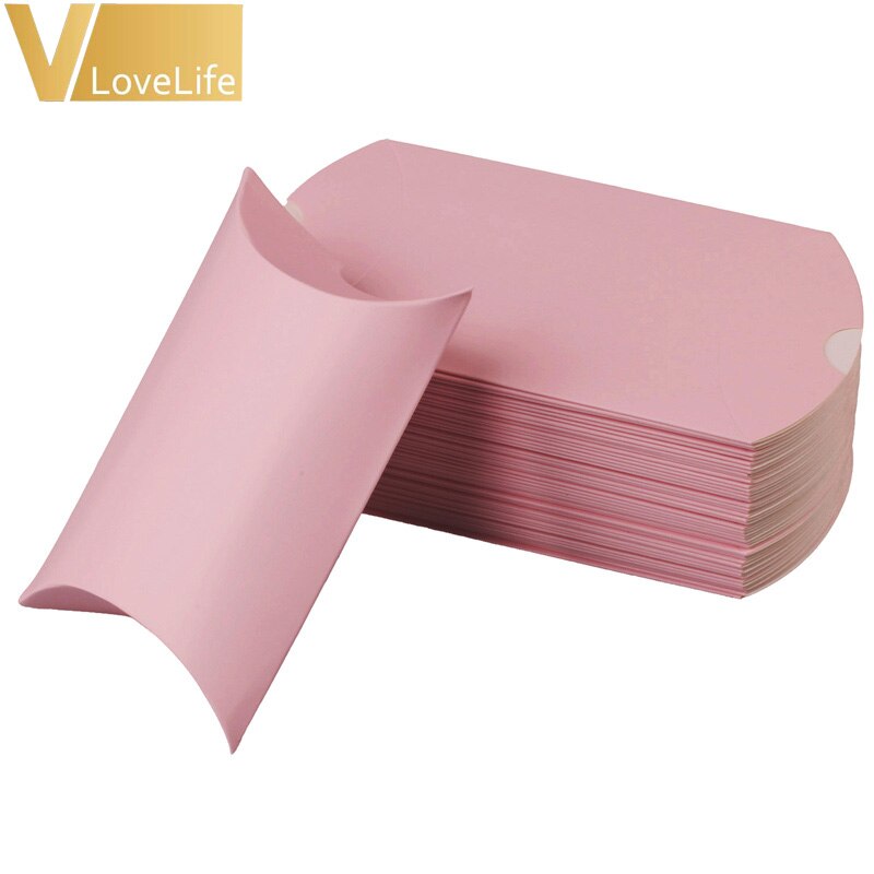 Kussen Wedding Party Favor Papier Box Dozen Snoep Supply Accessoires Gunst Kraftpapier Geschenkdozen 100Pcs: Light pink