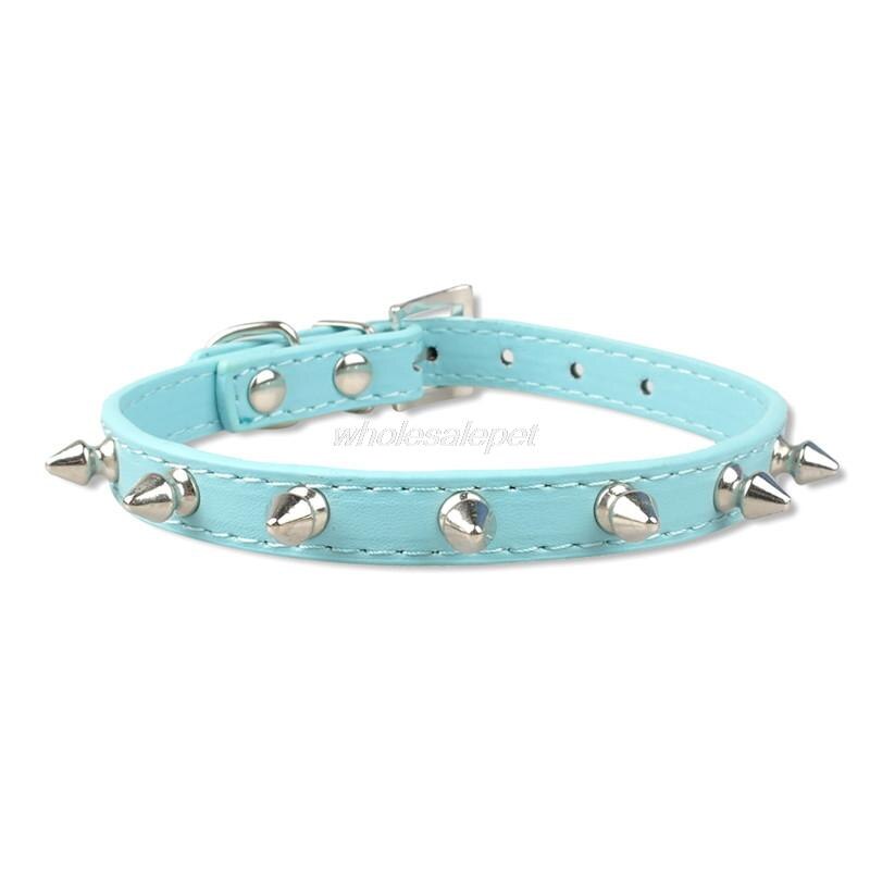 1 Rij Leuke Klinknagels Beslagen Halsband Puppy Cat Halsbanden Voor Kleine Honden Chihuahua Yorkies Neck Voor 8-18 &quot;Roze Kleur